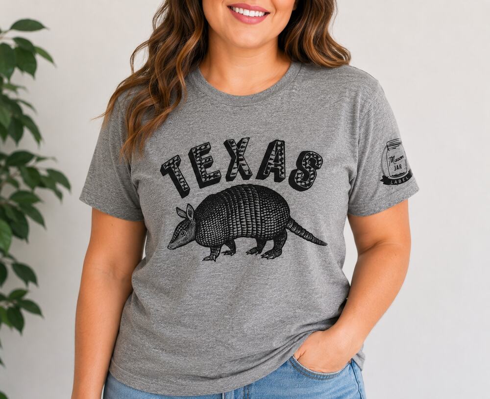 Mason Jar Label Texas Armadillo Graphic Tee Size Small NWOT